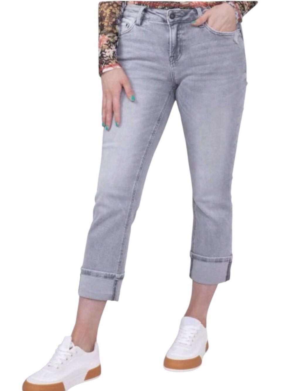 Mica Denim Mid Rise Cuffed Straight Leg Crop Jeans Size: 27 NWOT